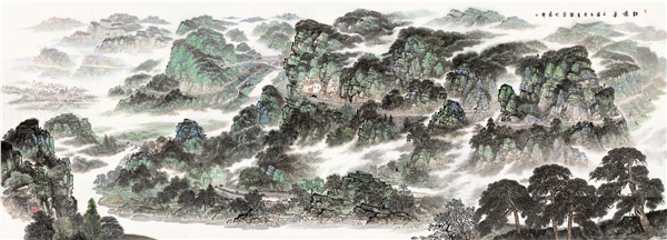 _IBK_第二张 红旗渠(为红旗渠干部学院创作) 300cm×750cm.jpg 巍巍太行情——访著名山水画家秦保家和他的太行山水画