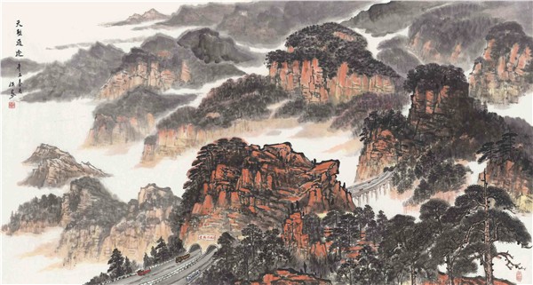 _IBK_第九张 天堑通途 97cm×180cm.jpg 巍巍太行情——访著名山水画家秦保家和他的太行山水画